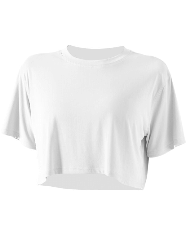 Ultralight elastic breathable short sleeves gym fitness T-shirt with O-neck for women, perfect for sports or yoga.
